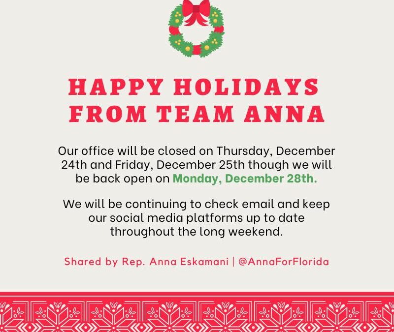 Happy Holidays from Team Anna!