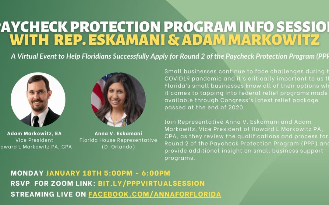 Representative Eskamani to Host Virtual Workshop on PPP For Small Businesses