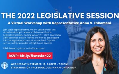 Representative Anna V. Eskamani Hosts Legislative Workshop to Prepare Constituents for Upcoming 2022 Legislative Session