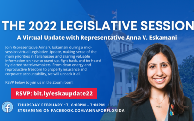 Representative Anna V. Eskamani Hosts Virtual Update on 2022 Legislative Session Underway in State Capitol