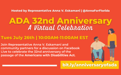 Representative Anna V. Eskamani Hosts a Virtual Discussion  On the Anniversary of The Americans with Disabilities Act