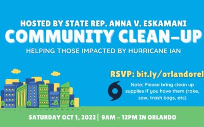 Representative Anna V. Eskamani to Host Community Clean-Up For Those Impacted by Hurricane Ian