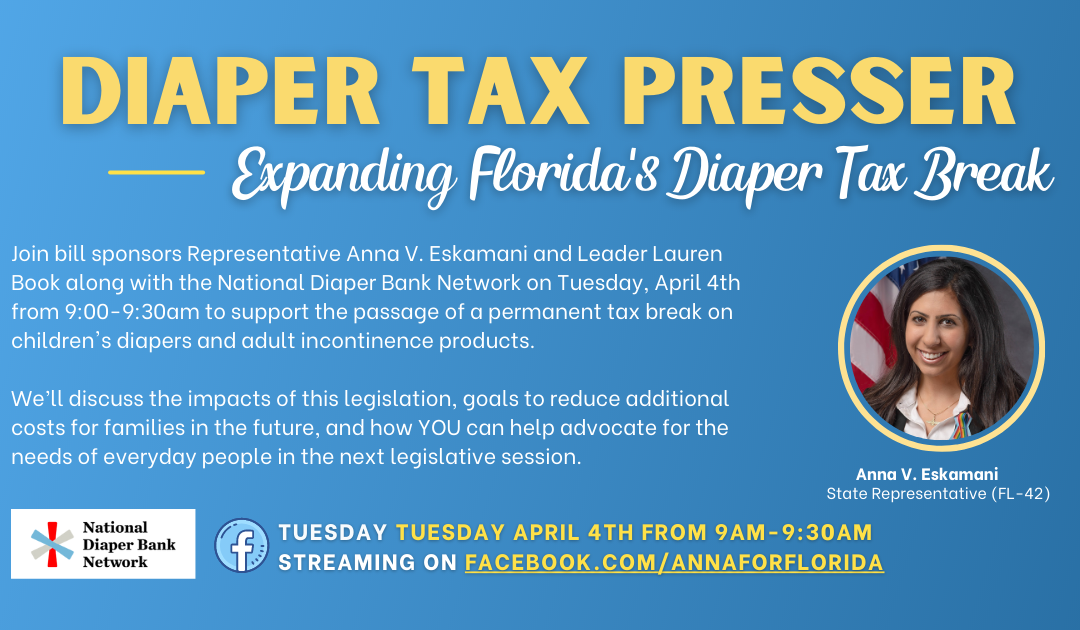 Rep. Eskamani Hosts Press Conference w/National Diaper Bank Network to Discuss Diaper Need and Sales Tax Break Legislation (HB29/SB114)