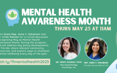 Representative Anna V. Eskamani Hosts Mental Health Awareness Month Virtual Event with Dr. Cristi Salinas, PsyD