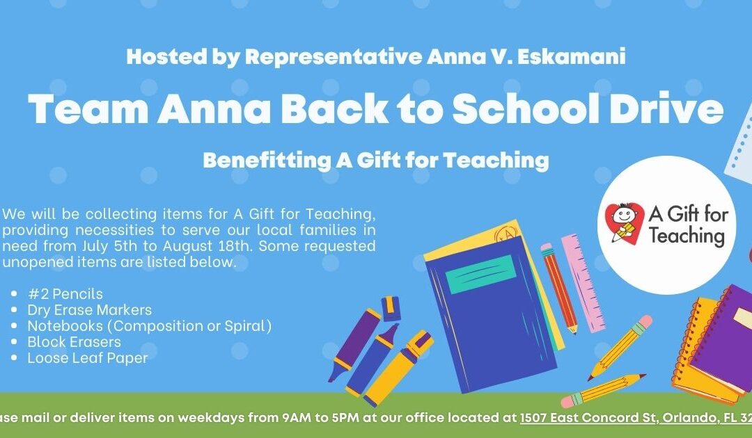 Representative Eskamani To Host Back to School Drive