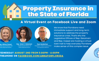 Representatives Anna V. Eskamani & Hillary Cassel Host Virtual Town Hall on Property Insurance in the State of Florida