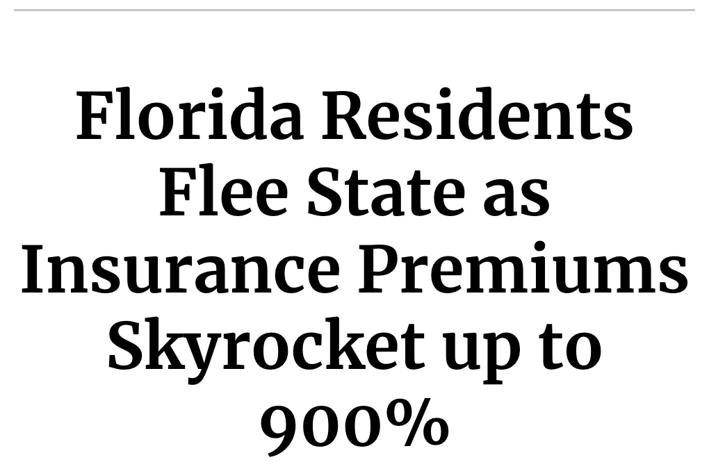 Florida Residents Flee State as Insurance Premiums Skyrocket up to 900%