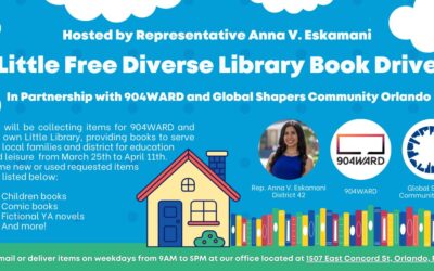 STATE REPRESENTATIVE ANNA V. ESKAMANI, 904WARD, AND GLOBAL SHAPERS ORLANDO TO UNVEIL LITTLE FREE DIVERSE LIBRARY