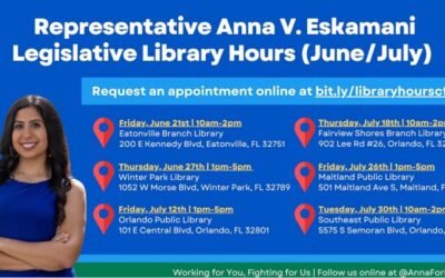 Representative Anna V. Eskamani Announces Return of On-Site Constituent Services at Local Libraries