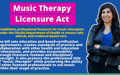 Sen. Smith and Rep. Eskamani File Legislation to Establish Licensure for Professional Music Therapists, Protecting Access for Floridians Who Need It