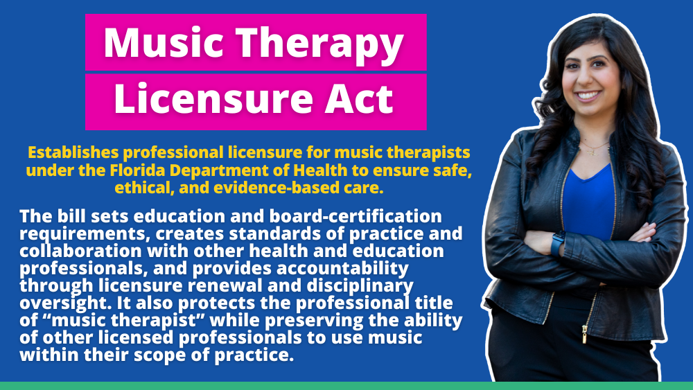 Sen. Smith and Rep. Eskamani File Legislation to Establish Licensure for Professional Music Therapists, Protecting Access for Floridians Who Need It