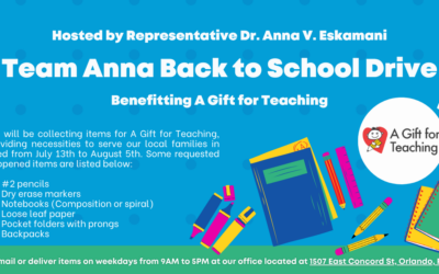 Representative Dr. Eskamani To Host Annual Back to School Drive