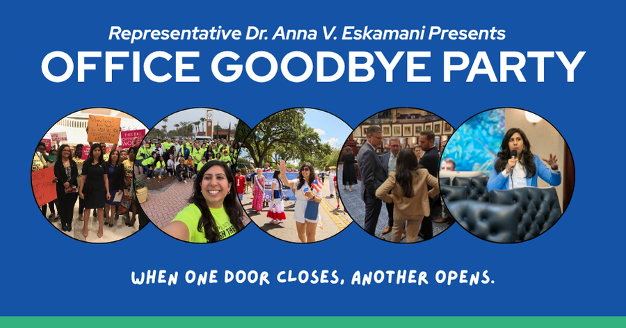 State Representative Dr. Anna V. Eskamani to Host “Office Goodbye Party” Marking the Close of Eight Years Representing Orlando in the Florida House